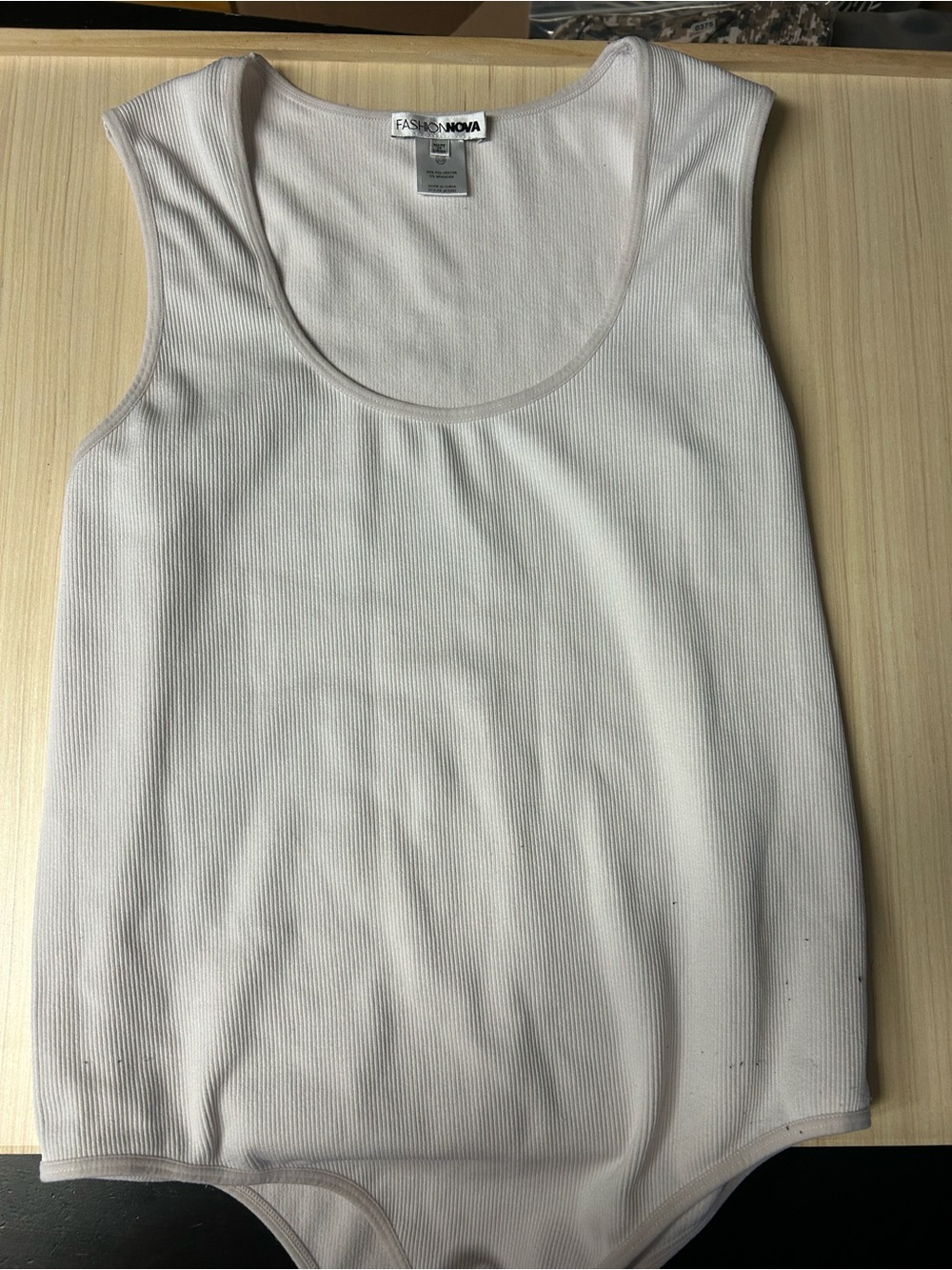 Fashion Nova White Ribbed Sleeveless Bodysuit